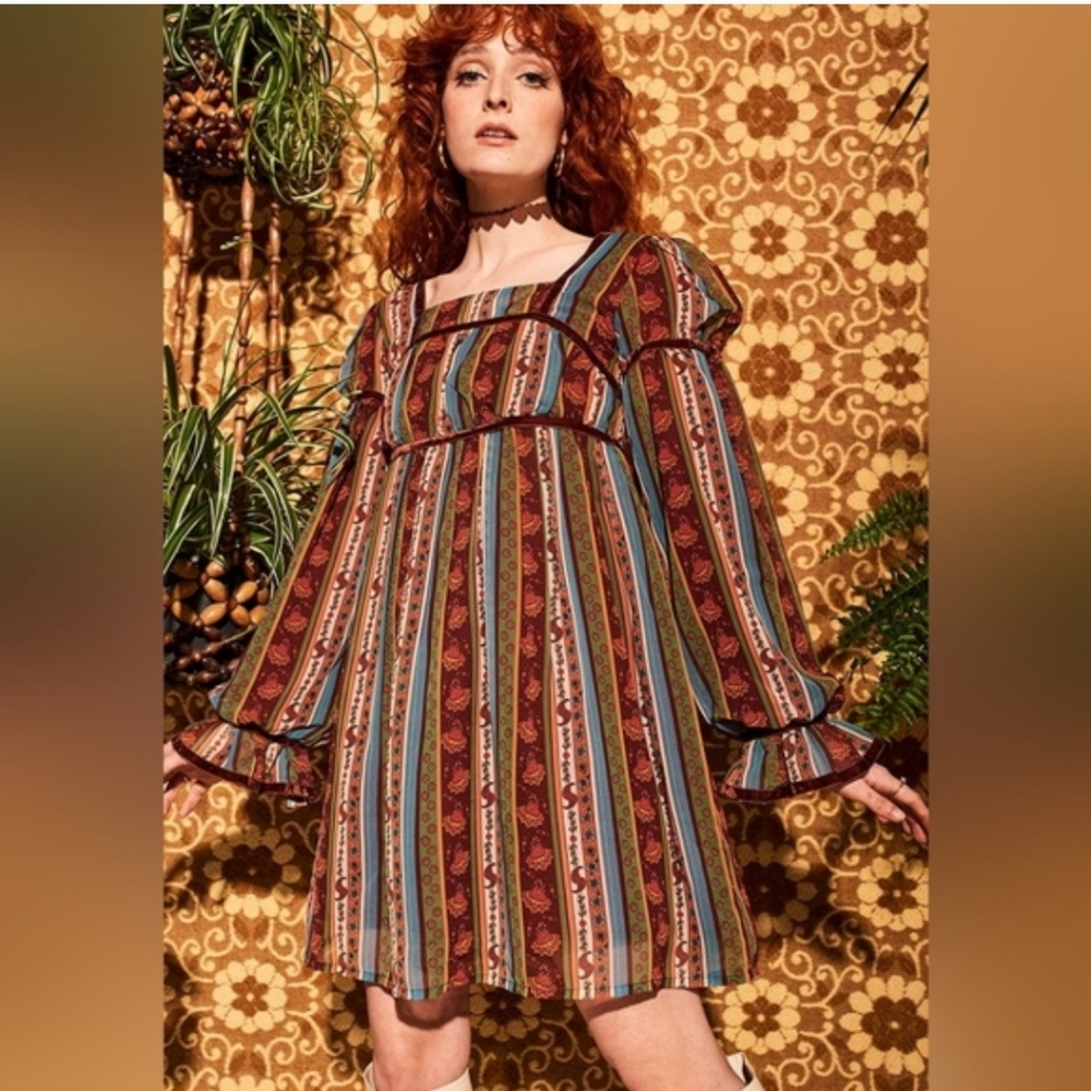 NWT The Hippie Shake Tiny Dancer Floral Stripe Mini Dress